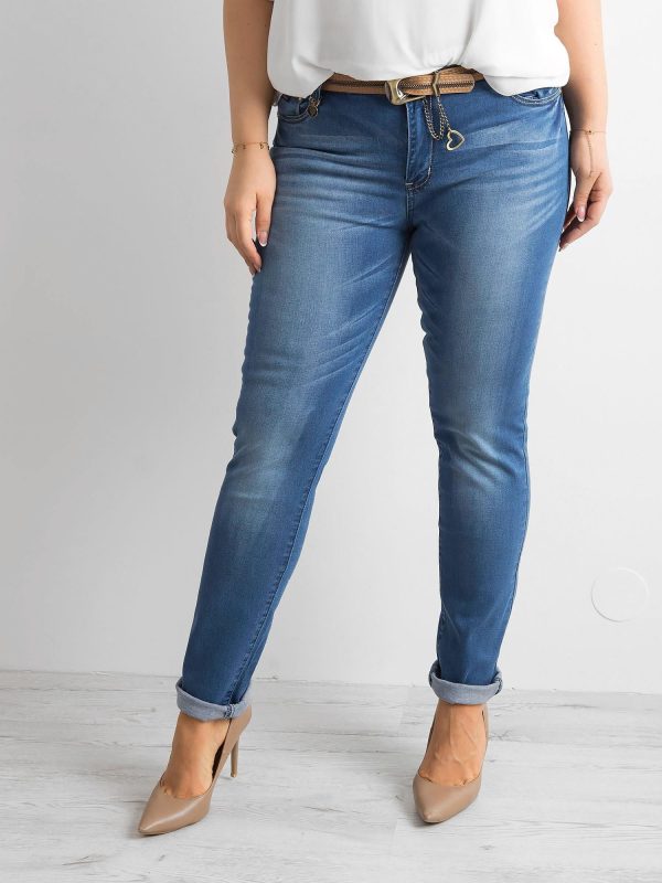 Wholesale Plus Size Blue Denim Pants