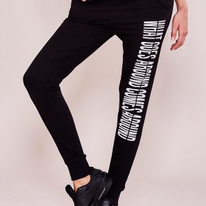 Wholesale Black sweatpants with lettering on the leg