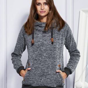 Wholesale Dark grey sweatshirt with leather inserts