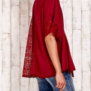 Wholesale Burgundy kimono with openwork back