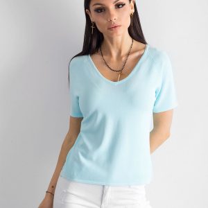 Wholesale Mint blouse with triangular neckline