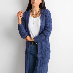 Wholesale Blue Long Knitted Sweater