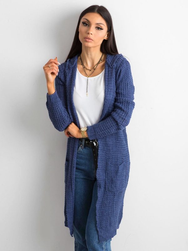 Wholesale Blue Long Knitted Sweater