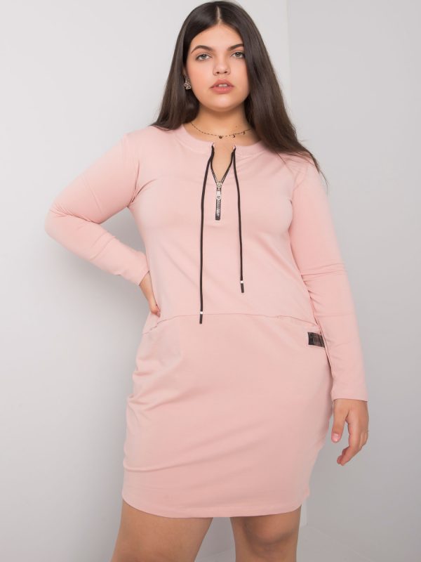 Wholesale Dirty pink plus size dress with pockets Alessia