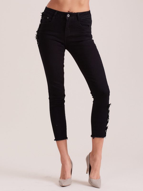 Wholesale Black Women's Pants with Applique