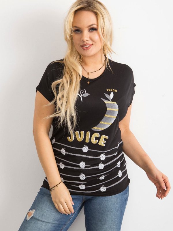 Wholesale T-shirt with viscose black PLUS SIZE