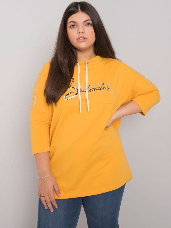 Wholesale Yellow plus size blouse with Ornella rhinestones