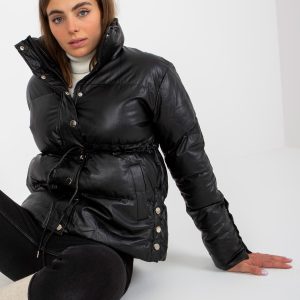 Wholesale Black down eco leather winter jacket without hood