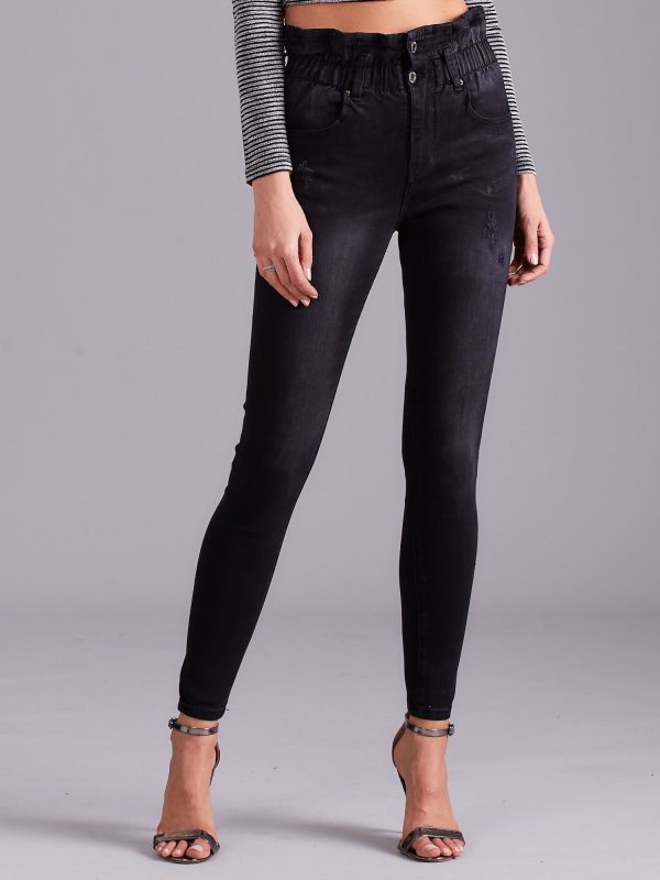 Wholesale Black high waist jeans