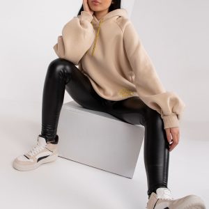 Wholesale Beige sweatshirt for women oversize with hood Diego