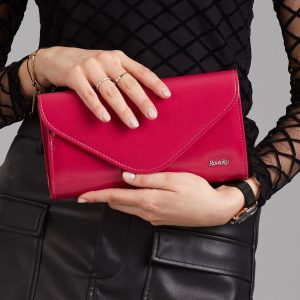 Wholesale Fuchsia lacquered clutch bag