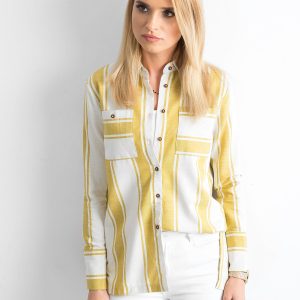 Wholesale Ecru-olive stripe shirt