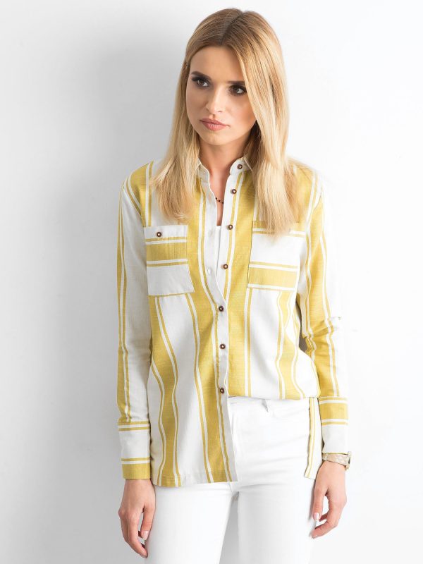 Wholesale Ecru-olive stripe shirt