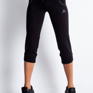 Wholesale Black capri pants with rhinestones on pockets