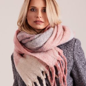 Wholesale Pink Knitted Plaid Scarf