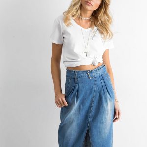 Wholesale Blue midi denim skirt