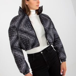 Wholesale Black Pattern Quilted Short Down Jacket