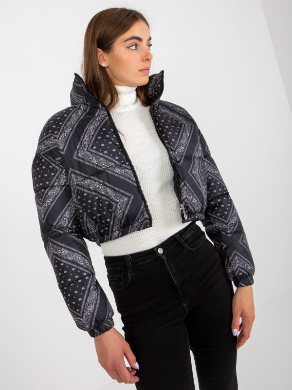 Wholesale Black Pattern Quilted Short Down Jacket