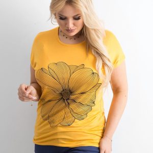 Wholesale Yellow T-shirt with plus size print