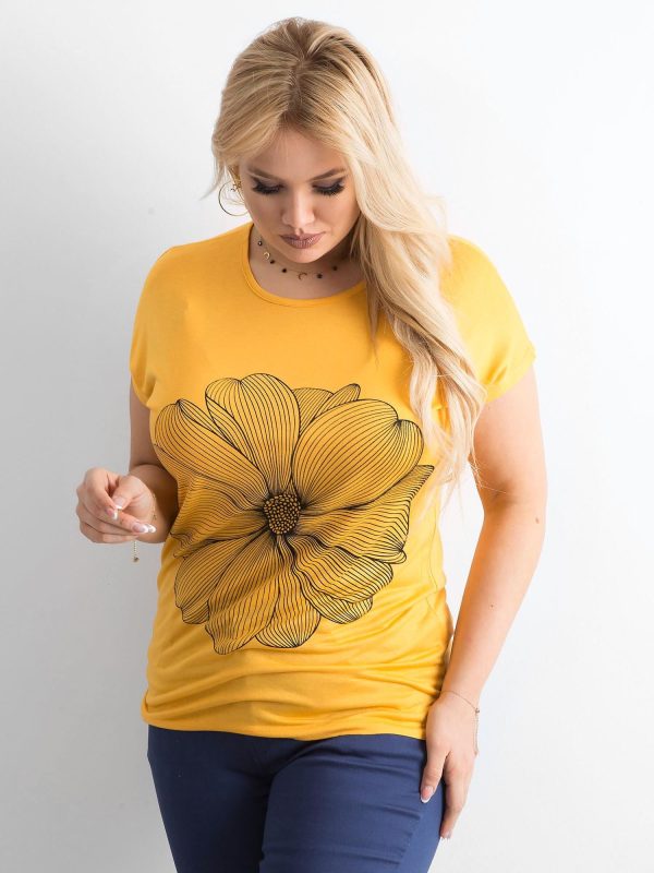 Wholesale Yellow T-shirt with plus size print