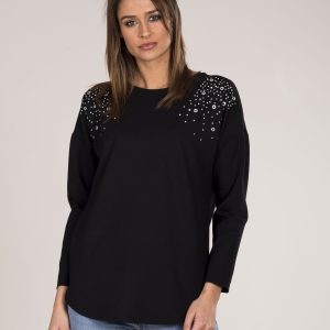 Wholesale Women's blouse black with applique black