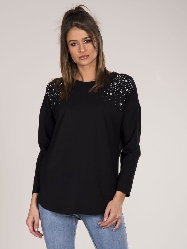 Wholesale Women's blouse black with applique black