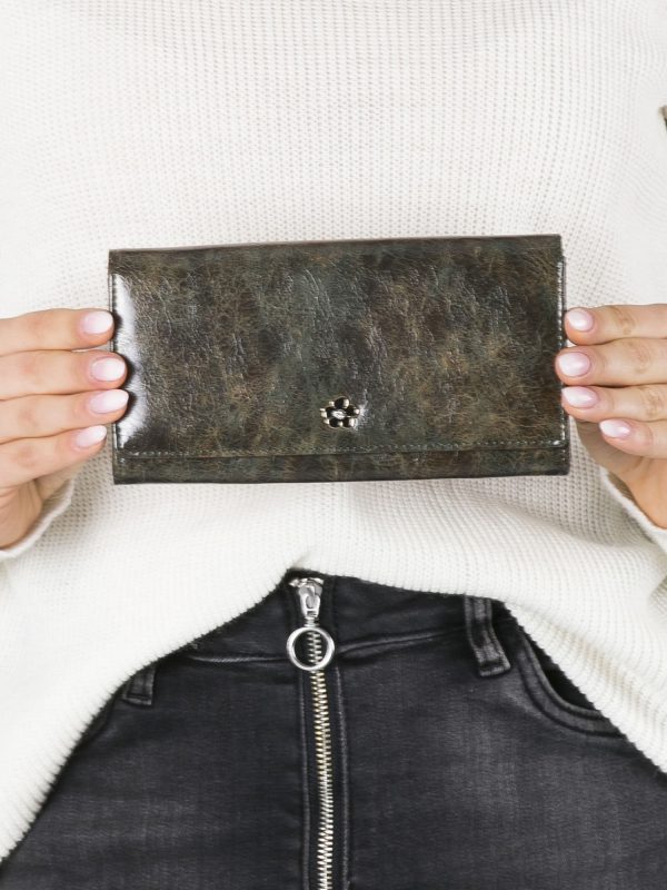 Wholesale Dark Green Olong Leather Wallet