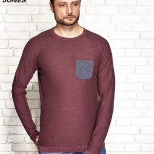 Wholesale Burgundy men's sweater with pocket