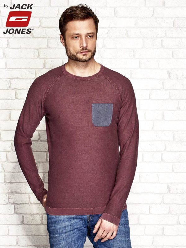 Wholesale Burgundy men's sweater with pocket