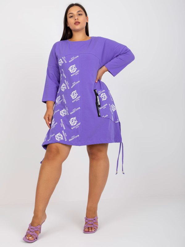 Wholesale Purple casual tunic plus size with inscriptions