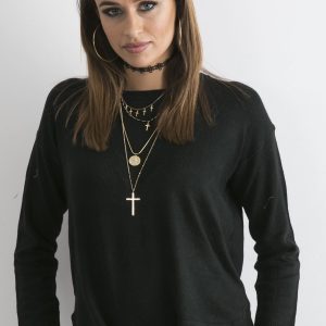 Wholesale Women's black sweater with zipper