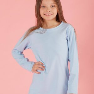 Wholesale Light Blue Basic Girls' Blouse