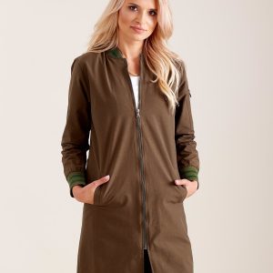 Wholesale Khaki long bomber jacket