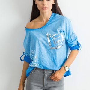 Wholesale Women's Blue Loose Blouse