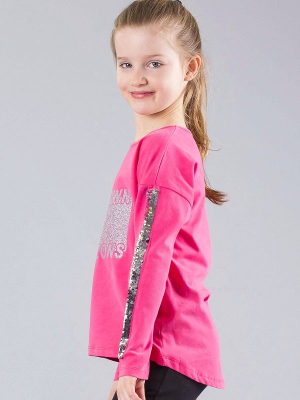 Wholesale Pink girl blouse with glitter and sequins