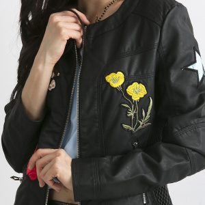 Wholesale Leather jacket in classic cut with black