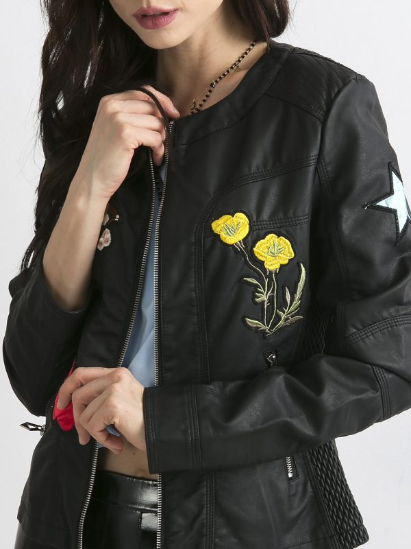 Wholesale Leather jacket in classic cut with black