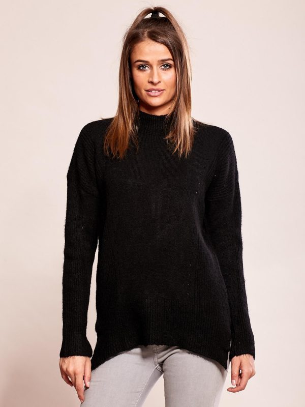 Wholesale Women's black sweater with openwork