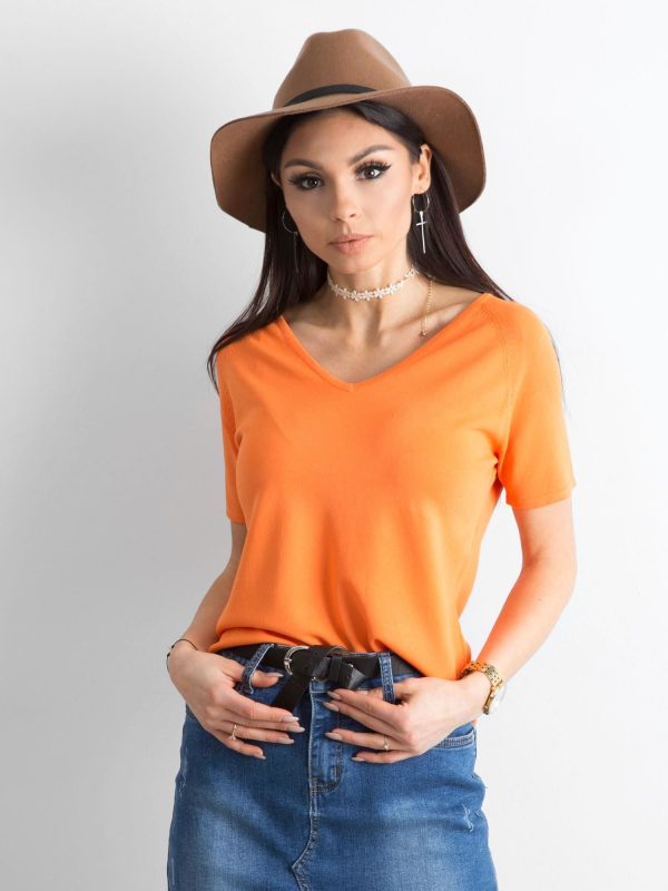 Wholesale Orange blouse with triangular neckline