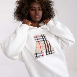 Wholesale White Cotton Sweatshirt with Patch Felicia