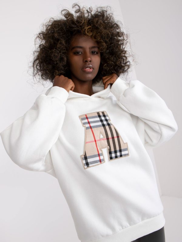 Wholesale White Cotton Sweatshirt with Patch Felicia