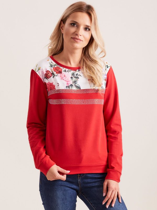 Wholesale Red sweatshirt with applique