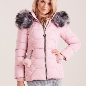 Wholesale Pink down jacket with hood