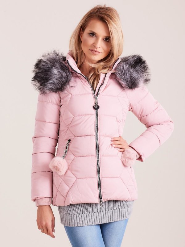 Wholesale Pink down jacket with hood