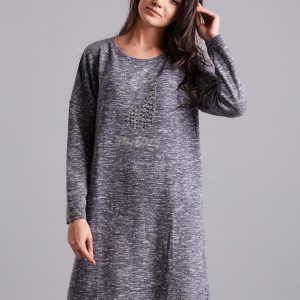 Wholesale Gray asymmetrical dress with appliqué