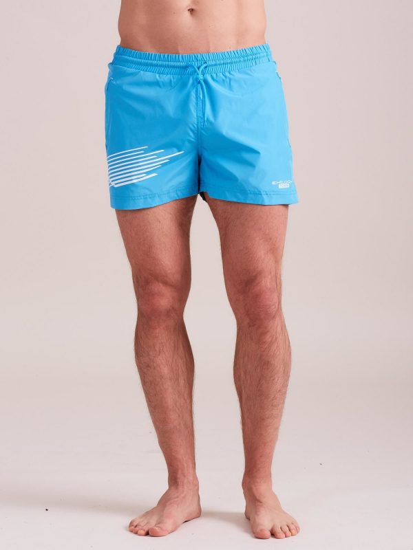 Wholesale Turquoise Mens Print Swim Shorts