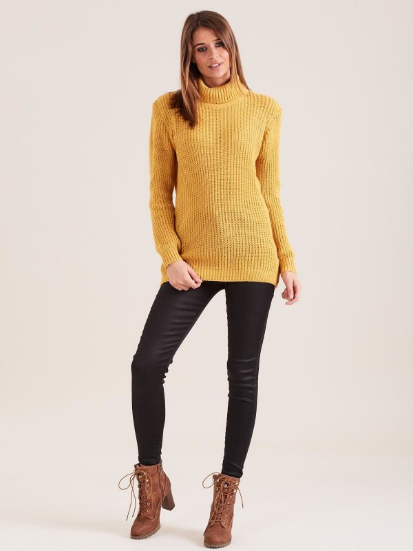 Wholesale Mustard turtleneck sweater