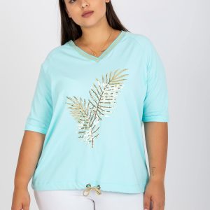 Wholesale Mint Casual Plus Size Blouse with Applique