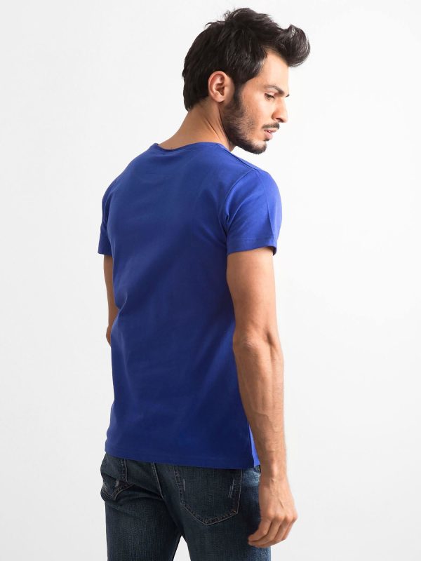 Wholesale Men's Blue Cotton T-Shirt with Print