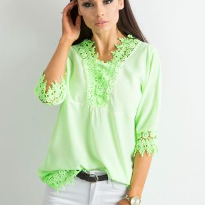 Wholesale Fluo green blouse with lace